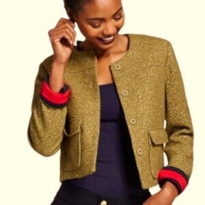 A New Day- Cropped Tweed Jacket - Olive - Size  4